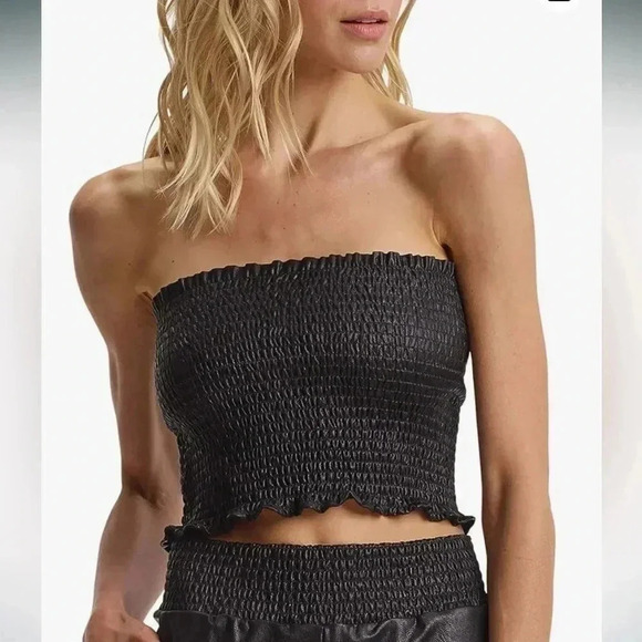 Commando Faux Leather Smocked Tube Top - Picture 1 of 4